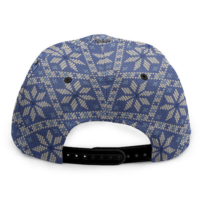 Snowflakes Knitted Pattern Print Snapback Cap