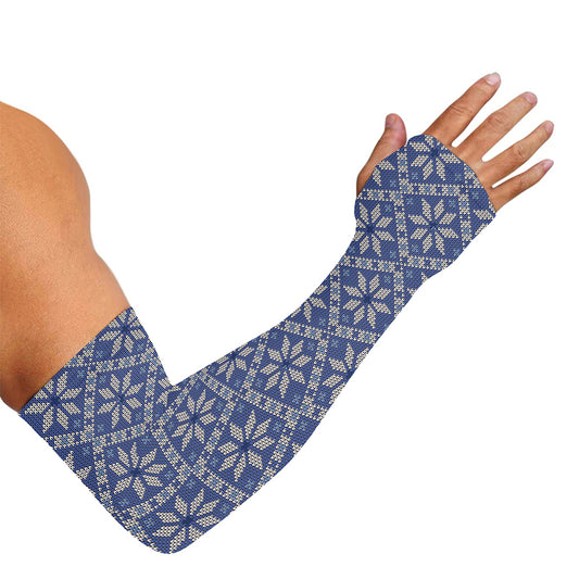 Snowflakes Knitted Pattern Print Sun Protection Arm Sleeves