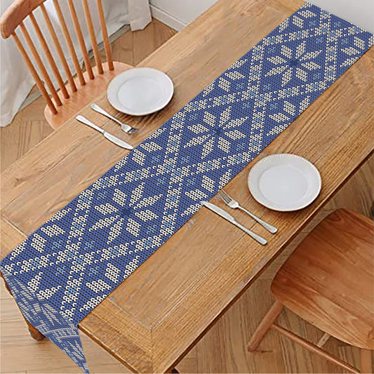 Snowflakes Knitted Pattern Print Table Runner