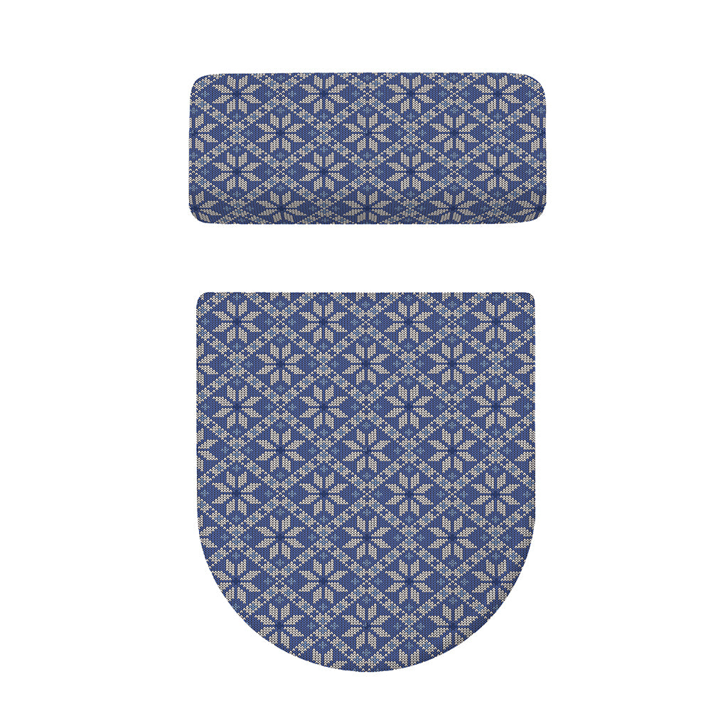 Snowflakes Knitted Pattern Print Toilet Lid And Tank Cover Set