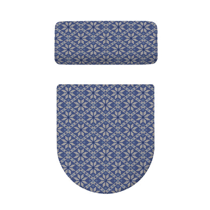 Snowflakes Knitted Pattern Print Toilet Lid And Tank Cover Set