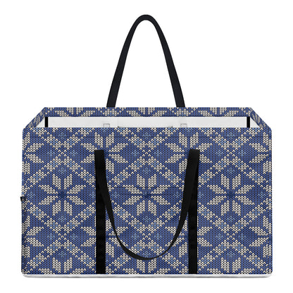 Snowflakes Knitted Pattern Print Utility Tote Bag