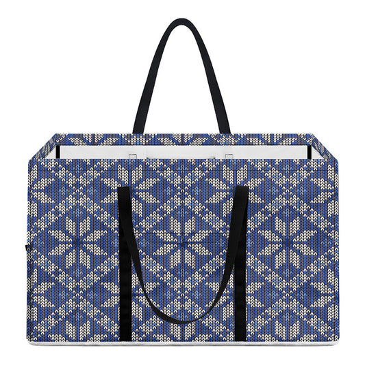 Snowflakes Knitted Pattern Print Utility Tote Bag