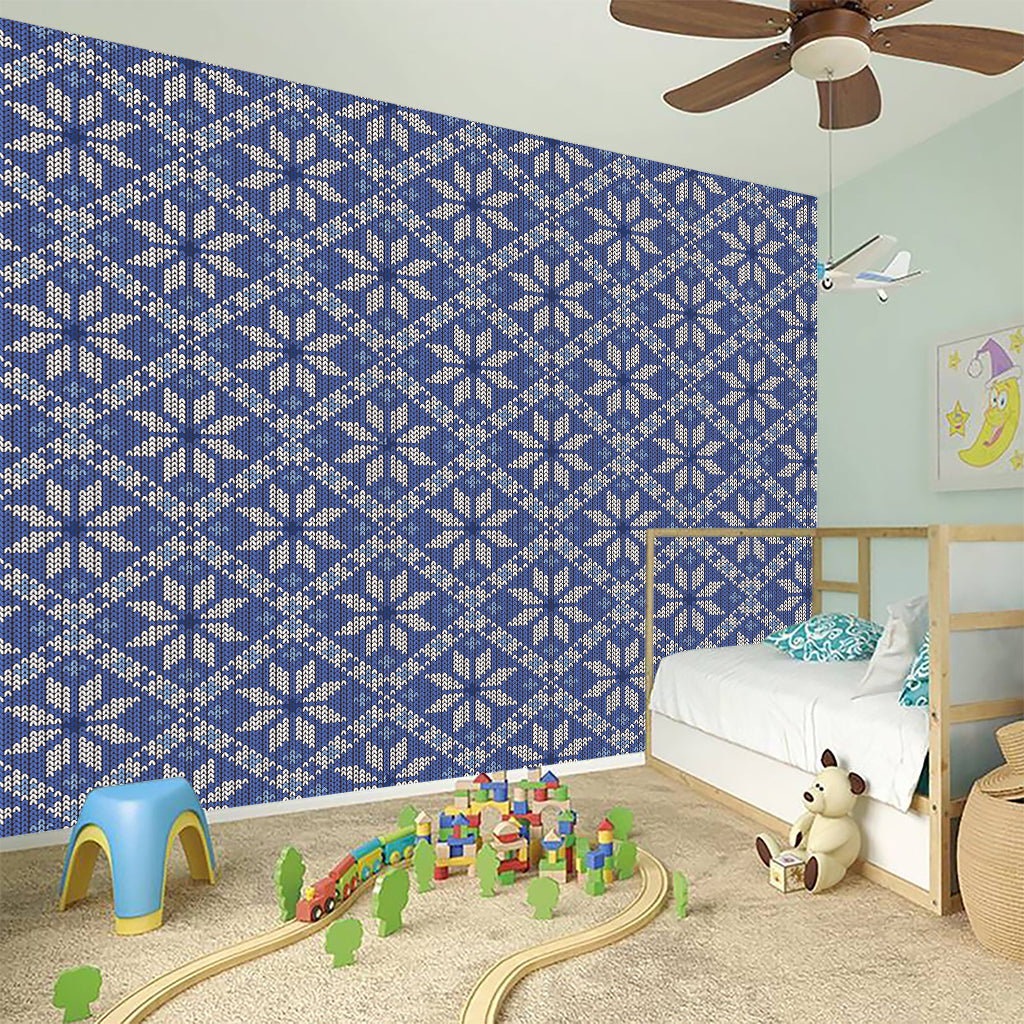 Snowflakes Knitted Pattern Print Wall Sticker