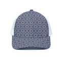 Snowflakes Knitted Pattern Print White Mesh Trucker Hat