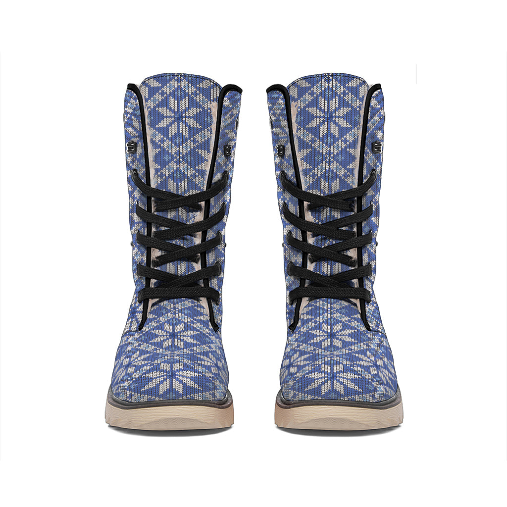 Snowflakes Knitted Pattern Print Winter Boots
