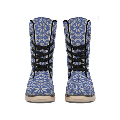 Snowflakes Knitted Pattern Print Winter Boots
