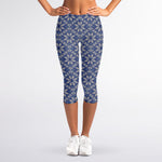 Snowflakes Knitted Pattern Print Women's Capri Leggings
