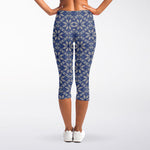 Snowflakes Knitted Pattern Print Women's Capri Leggings