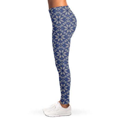 Snowflakes Knitted Pattern Print Women's Leggings
