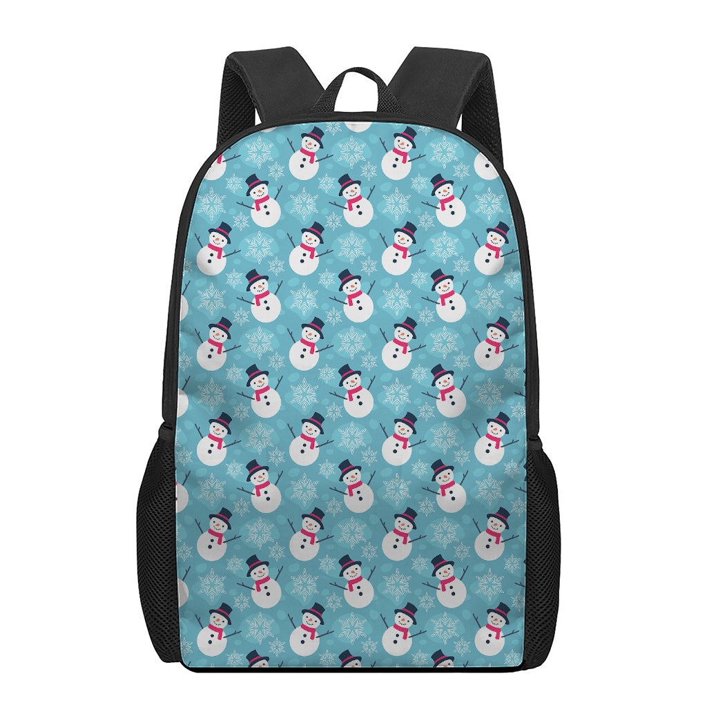 Snowman And Snowflake Pattern Print 17 Inch Backpack