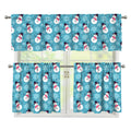 Snowman And Snowflake Pattern Print 3 Piece Kitchen Curtains