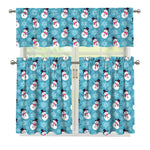 Snowman And Snowflake Pattern Print 3 Piece Kitchen Curtains