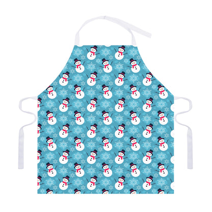 Snowman And Snowflake Pattern Print Adjustable Apron