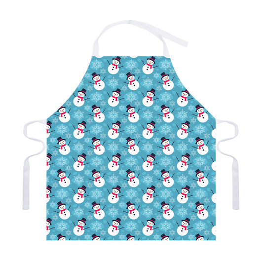 Snowman And Snowflake Pattern Print Adjustable Apron