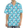 Snowman And Snowflake Pattern Print Aloha Shirt