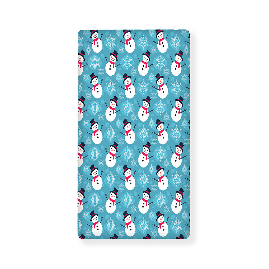 Snowman And Snowflake Pattern Print Baby Crib Sheet