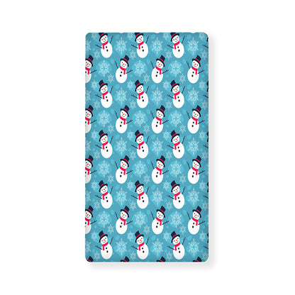 Snowman And Snowflake Pattern Print Baby Crib Sheet