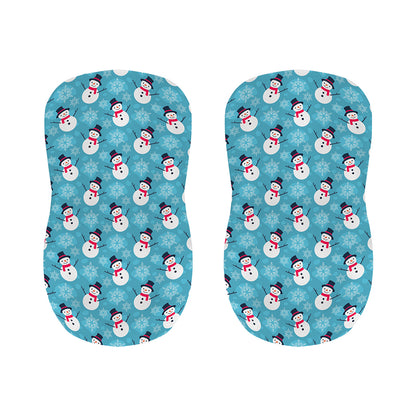 Snowman And Snowflake Pattern Print Bar Stool Covers
