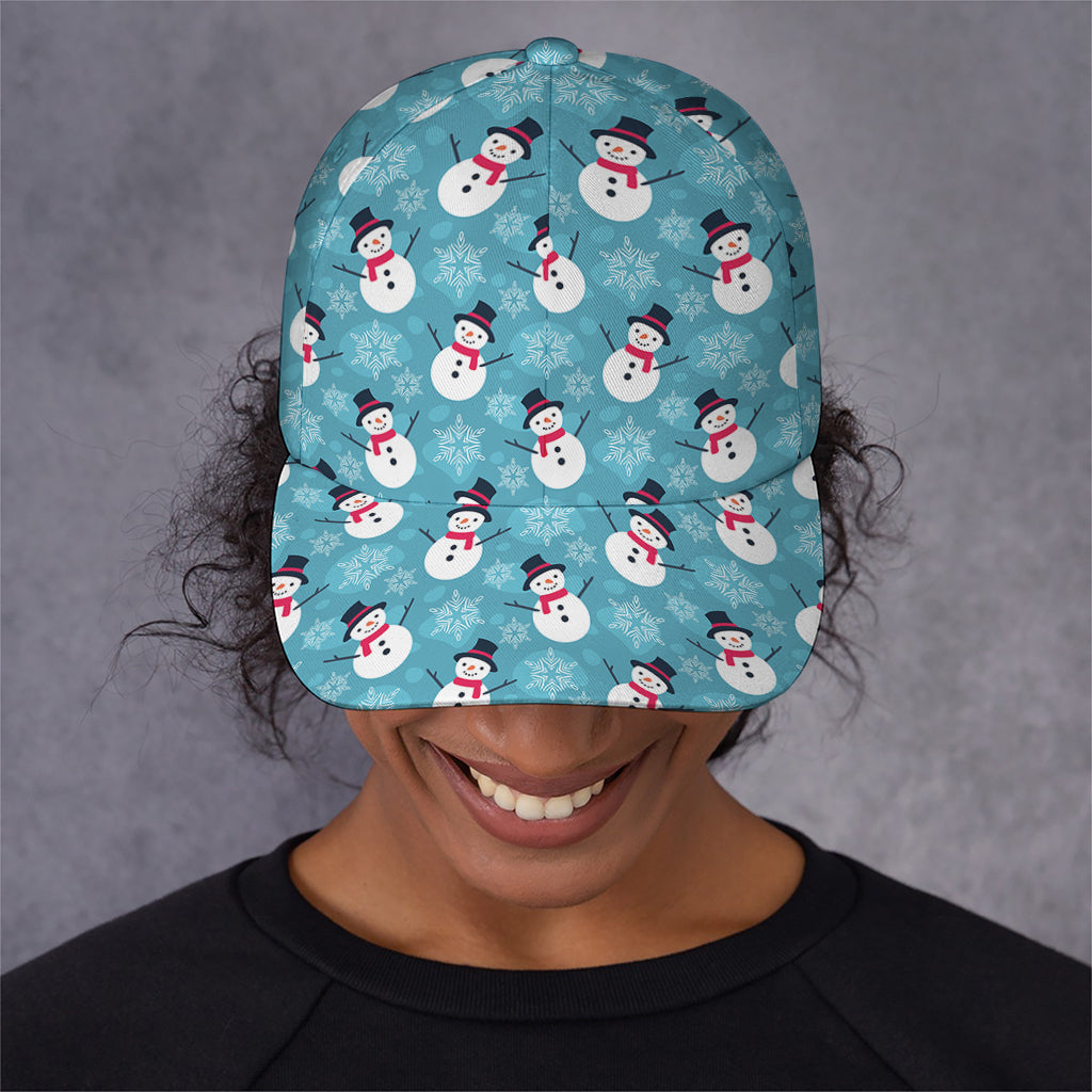 Snowman And Snowflake Pattern Print Baseball Cap