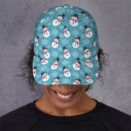 Snowman And Snowflake Pattern Print Baseball Cap