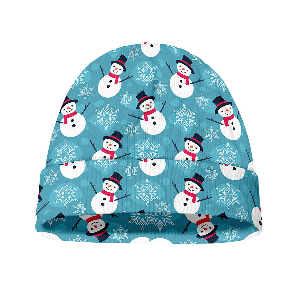 Snowman And Snowflake Pattern Print Beanie