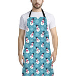 Snowman And Snowflake Pattern Print Bib Apron With Pocket