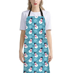 Snowman And Snowflake Pattern Print Bib Apron With Pocket