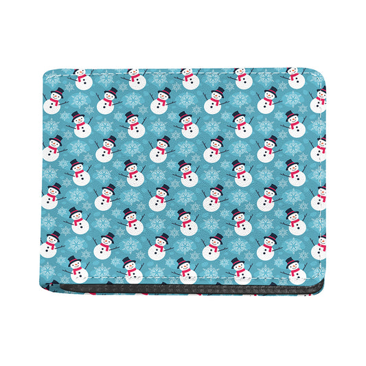 Snowman And Snowflake Pattern Print Bifold Wallet