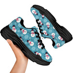 Snowman And Snowflake Pattern Print Black Chunky Shoes