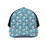 Snowman And Snowflake Pattern Print Black Mesh Trucker Cap