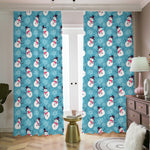 Snowman And Snowflake Pattern Print Blackout Pencil Pleat Curtains