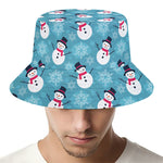 Snowman And Snowflake Pattern Print Bucket Hat