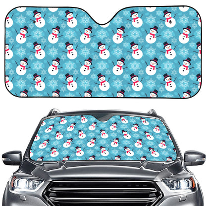 Snowman And Snowflake Pattern Print Car Windshield Sun Shade