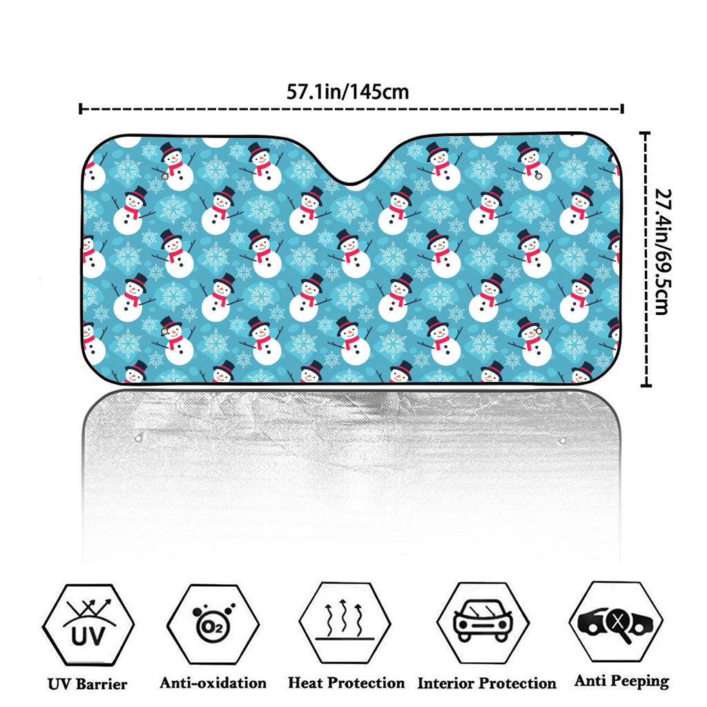 Snowman And Snowflake Pattern Print Car Windshield Sun Shade