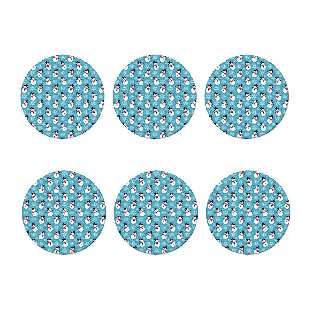 Snowman And Snowflake Pattern Print Coaster Set