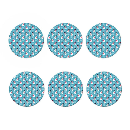 Snowman And Snowflake Pattern Print Coaster Set