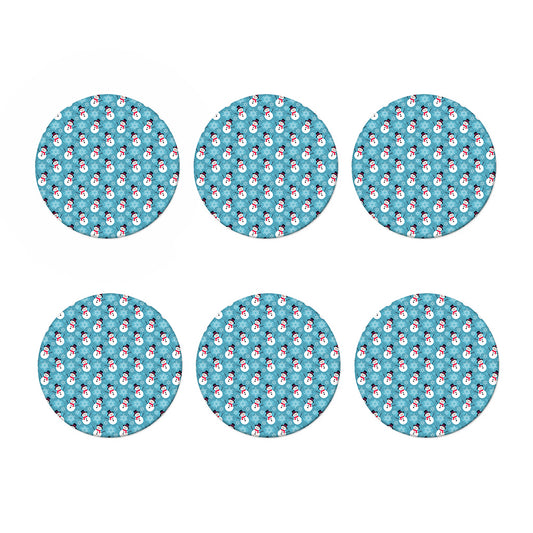 Snowman And Snowflake Pattern Print Coaster Set
