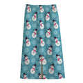 Snowman And Snowflake Pattern Print Cotton Front Slit Maxi Skirt