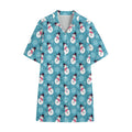 Snowman And Snowflake Pattern Print Cotton Hawaiian Shirt