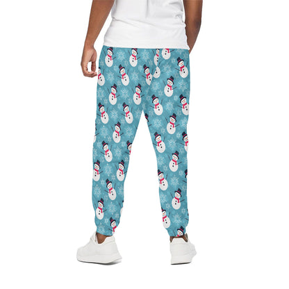 Snowman And Snowflake Pattern Print Cotton Pants