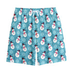 Snowman And Snowflake Pattern Print Cotton Shorts