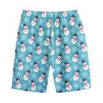 Snowman And Snowflake Pattern Print Cotton Shorts