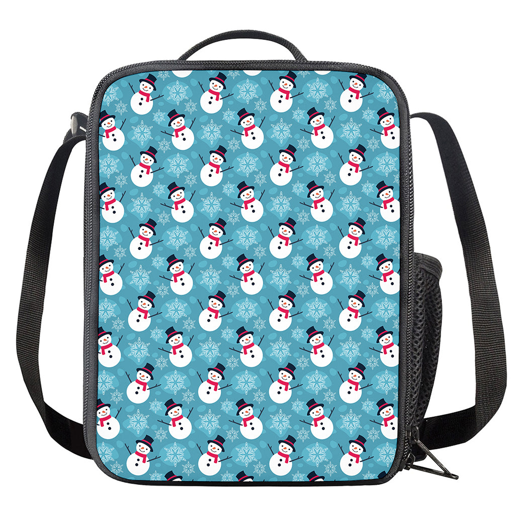 Snowman And Snowflake Pattern Print Crossbody Lunch Bag
