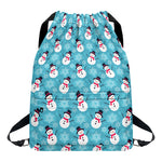 Snowman And Snowflake Pattern Print Drawstring Backpack
