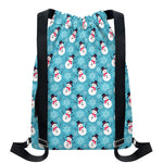 Snowman And Snowflake Pattern Print Drawstring Backpack