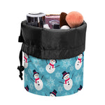 Snowman And Snowflake Pattern Print Drawstring Makeup Bag