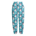 Snowman And Snowflake Pattern Print Fleece Lined Knit Pants