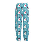 Snowman And Snowflake Pattern Print Fleece Lined Knit Pants