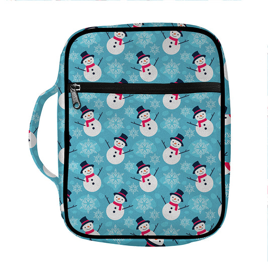 Snowman And Snowflake Pattern Print Front Pocket Bible Bag